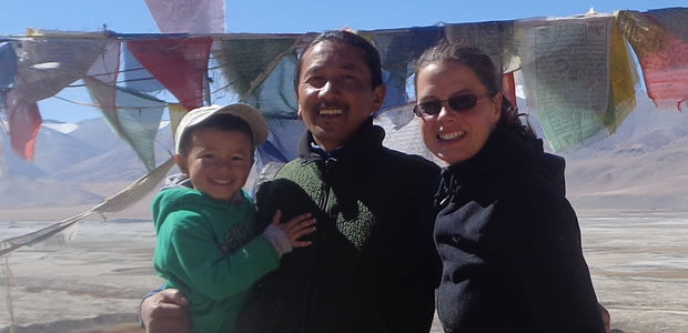 Tashi Chotak Lonchey with his wife Cristina and son Tashi Namgyal.